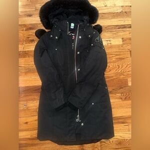 Moose Knuckles Black Parka Coat